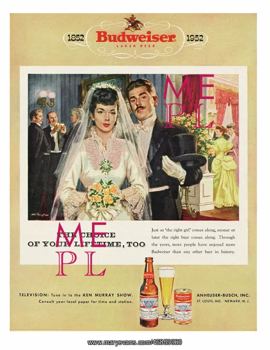 : 1952 U.S. Magazine Budweiser beer Advert : 1952 U.S. Magazine Budweiser beer Advert