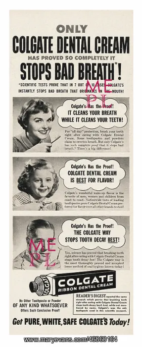 : 1952 U.S. Magazine Colgate Toothpaste Ad : 1952 U.S. Magazine Colgate Toothpaste Ad