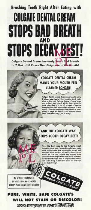 : 1952 U.S. Magazine Colgate Toothpaste Ad : 1952 U.S. Magazine Colgate Toothpaste Ad