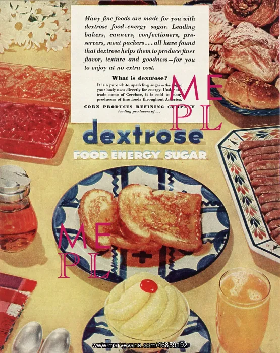 : 1952 U.S. Magazine Dextrose Sugar Advert : 1952 U.S. Magazine Dextrose Sugar Advert