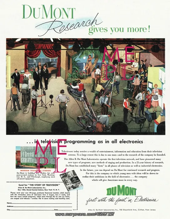 : 1952 U.S. Magazine Du Mont Electronics Advert : 1952 U.S. Magazine Du Mont Electronics Advert