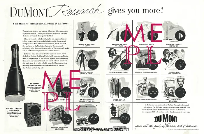 : 1952 U.S. Magazine Du Mont Electronics Advert : 1952 U.S. Magazine Du Mont Electronics Advert