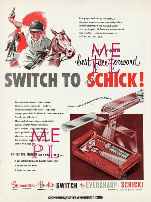 : 1952 U.S. Magazine Eversharp Razor Advert : 1952 U.S. Magazine Eversharp Razor Advert