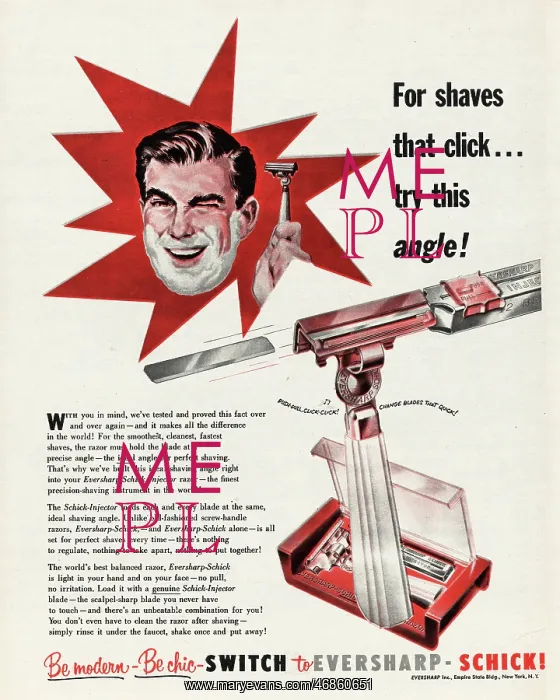 : 1952 U.S. Magazine Eversharp Razor Advert : 1952 U.S. Magazine Eversharp Razor Advert