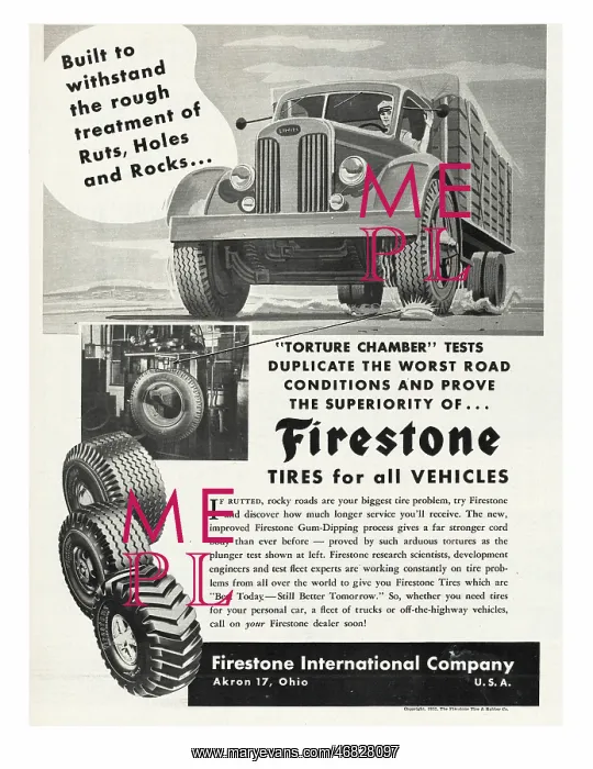 : 1952 U.S. Magazine Firestone Tyres Advert : 1952 U.S. Magazine Firestone Tyres Advert