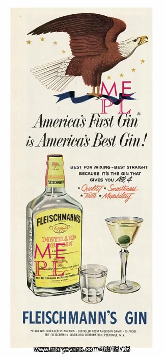 : 1952 U.S. Magazine Fleischmann's Gin Advert : 1952 U.S. Magazine Fleischmann's Gin Advert