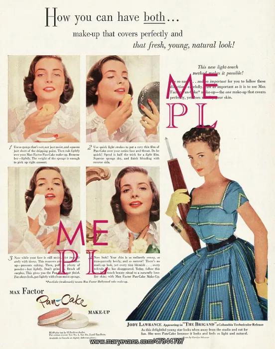 : 1952 U.S. Magazine Max Factor Makeup Advert : 1952 U.S. Magazine Max Factor Makeup Advert