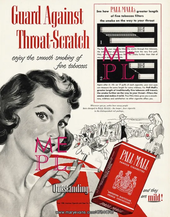 : 1952 U.S. Magazine Pall Mall Cigarette A : 1952 U.S. Magazine Pall Mall Cigarette A