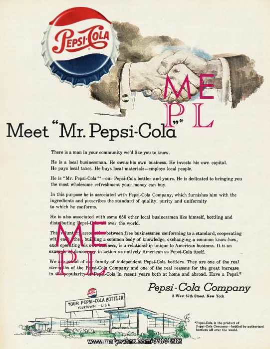 : 1952 U.S. Magazine Pepsi Cola Advert : 1952 U.S. Magazine Pepsi Cola Advert