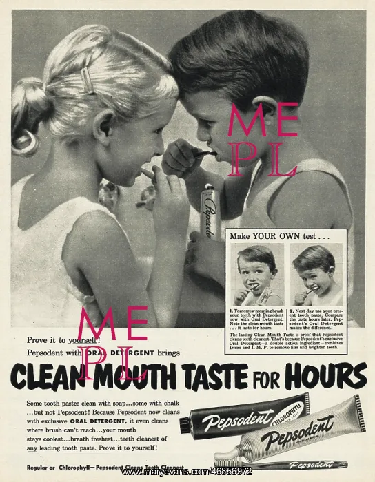 : 1952 U.S. Magazine Pepsodent toothpaste Advert : 1952 U.S. Magazine Pepsodent toothpaste Advert