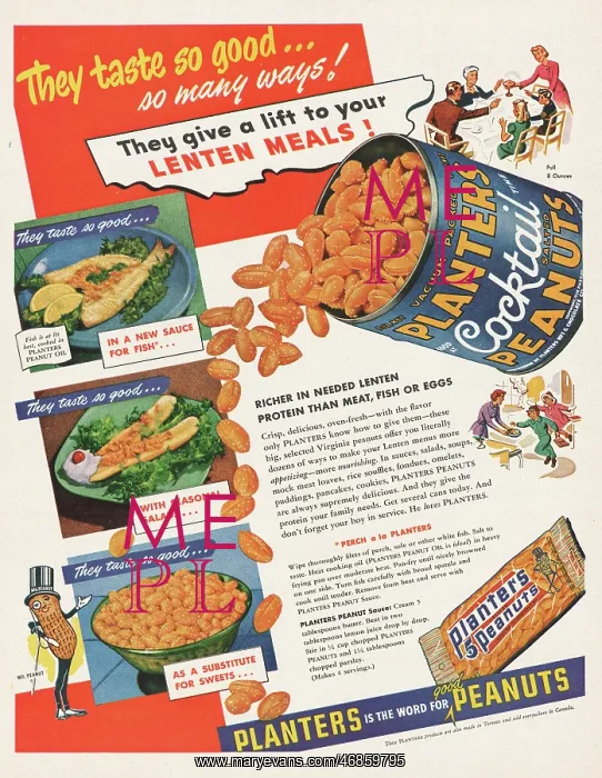 : 1952 U.S. Magazine Planters Peanuts Advert : 1952 U.S. Magazine Planters Peanuts Advert