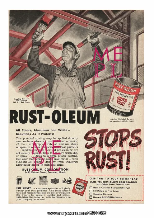 : 1952 U.S. Magazine Rust-Oleum Advert : 1952 U.S. Magazine Rust-Oleum Advert