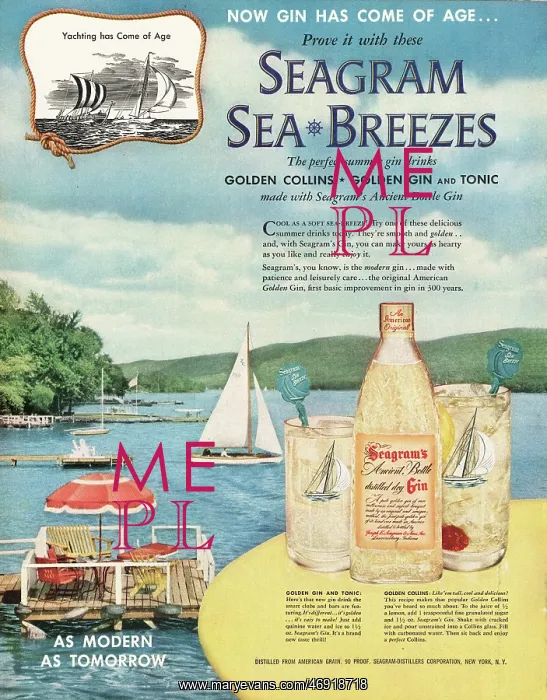 : 1952 U.S. Magazine Seagram's Gin Advert : 1952 U.S. Magazine Seagram's Gin Advert