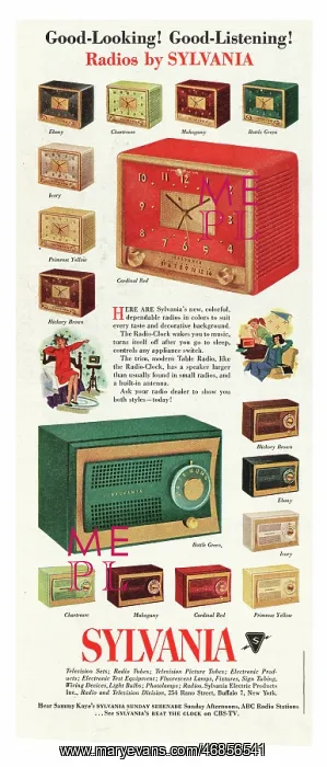 : 1952 U.S. Magazine Sylvania Radios Advert : 1952 U.S. Magazine Sylvania Radios Advert