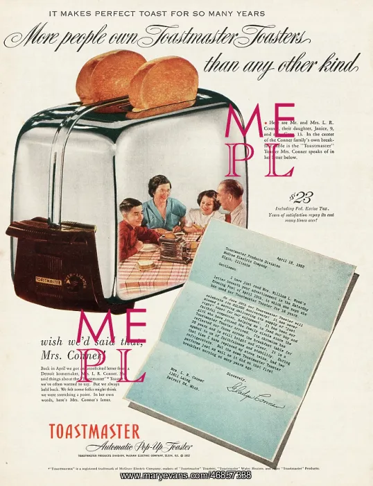 : 1952 U.S. Magazine Toastmaster Advert : 1952 U.S. Magazine Toastmaster Advert