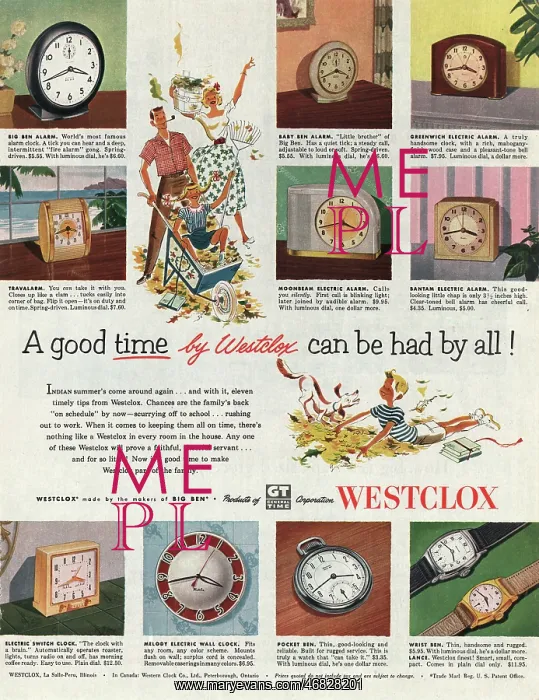 : 1952 U.S. Magazine Westclox Advert : 1952 U.S. Magazine Westclox Advert