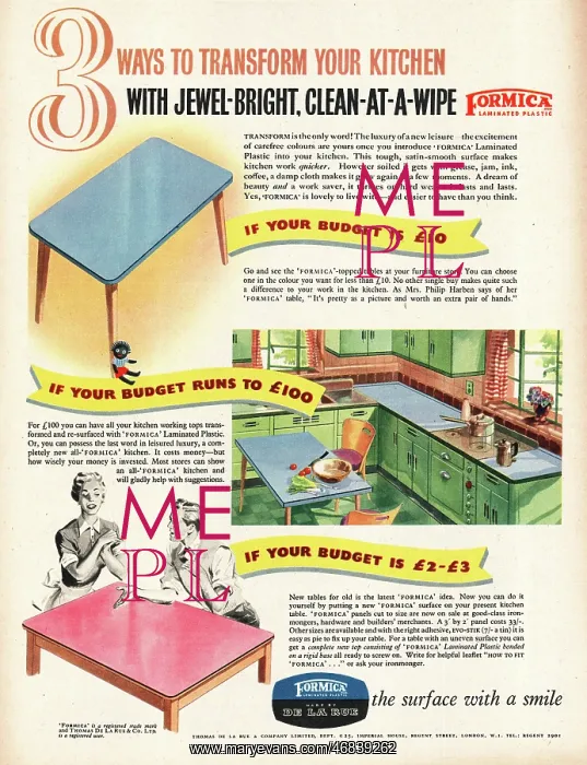 : 1953 UK advert Formica laminated plastic : 1953 UK advert Formica laminated plastic