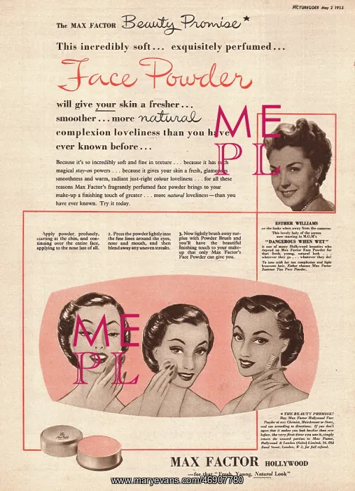 : 1953 UK ad Max Factor face powder : 1953 UK ad Max Factor face powder
