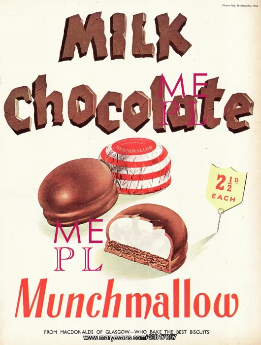 : 1953 UK advert Munchmallow biscuits : 1953 UK advert Munchmallow biscuits