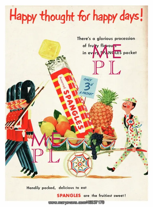 : 1953 UK advert Spangles sweets : 1953 UK advert Spangles sweets