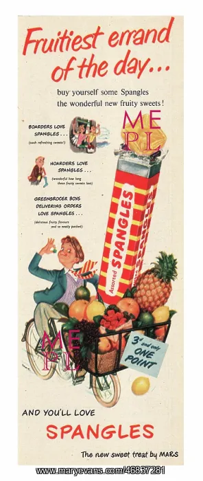 : 1953 UK advert Spangles sweets : 1953 UK advert Spangles sweets
