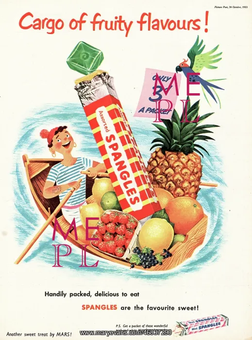 : 1953 UK advert Spangles sweets : 1953 UK advert Spangles sweets