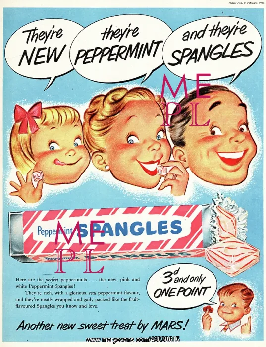 : 1953 UK advert Spangles sweets : 1953 UK advert Spangles sweets