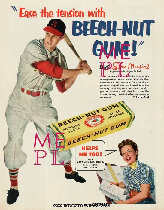 : 1953 U.S. Magazine Beech-Nut Gum Advert : 1953 U.S. Magazine Beech-Nut Gum Advert