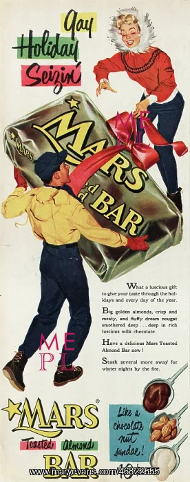 : 1953 U.S. Magazine Mars Bar Advert : 1953 U.S. Magazine Mars Bar Advert