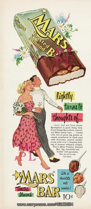 : 1953 U.S. Magazine Mars Bar Advert : 1953 U.S. Magazine Mars Bar Advert