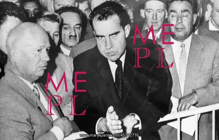 : 1959 Cold War. From left: Soviet Premier ? : 1959 Cold War. From left: Soviet Premier ?