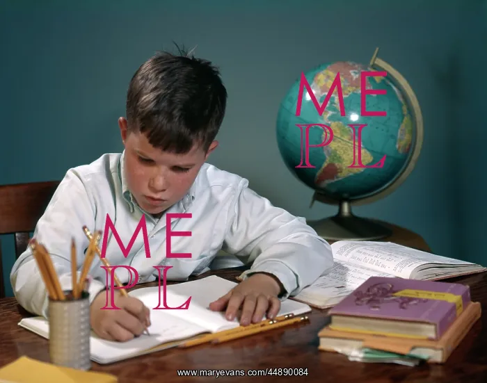 : 1960s 1970s Boy Doing Homework