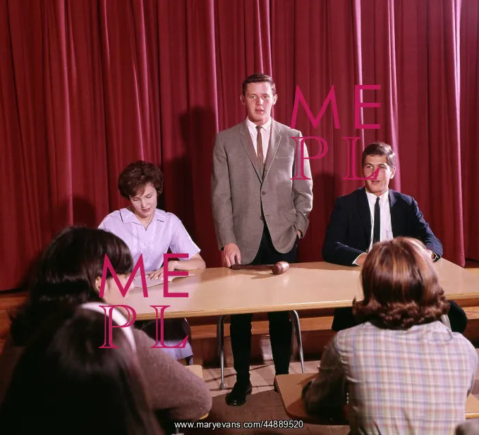 : 1960s 3 Students At Table Boy : 1960s 3 Students At Table Boy