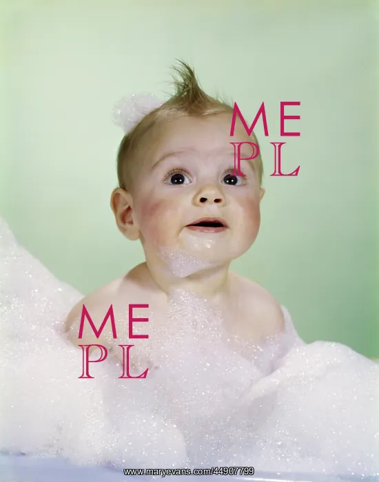  : 1960s Baby Sitting In Bath Surrounded By Suds