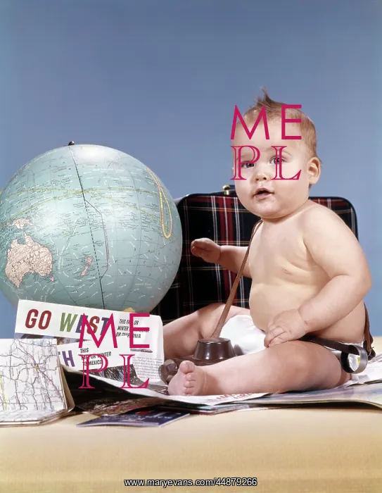  : 1960s Baby Sitting By World Globe