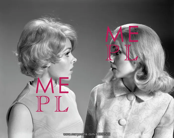 : 1960s Two Blond Women In Profile : 1960s Two Blond Women In Profile
