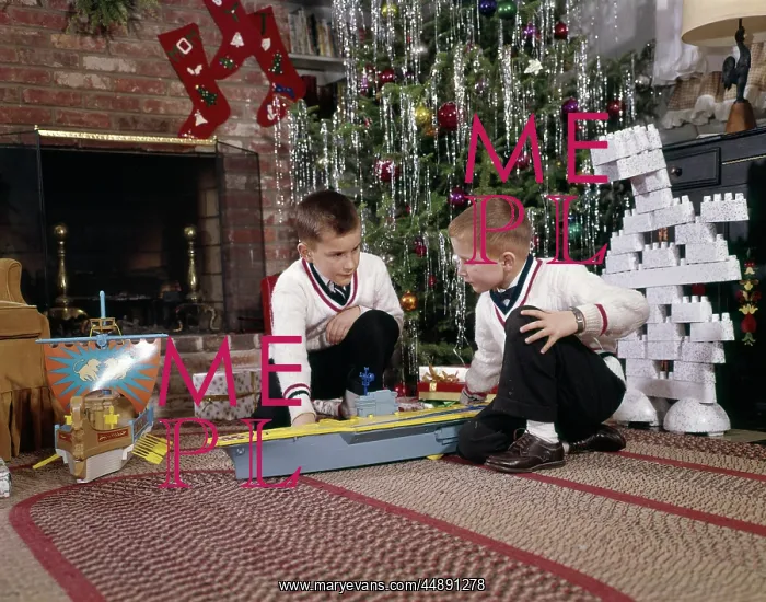 : 1960s Two Brothers Playing With : 1960s Two Brothers Playing With