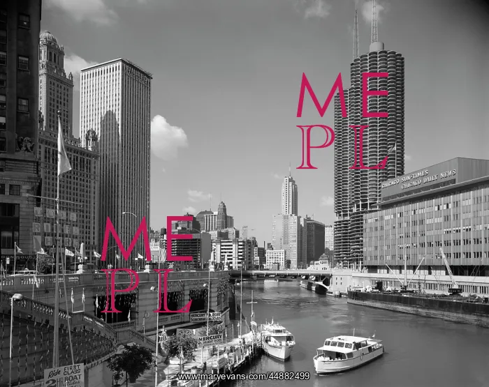 : 1960s Chicago River From Michigan : 1960s Chicago River From Michigan