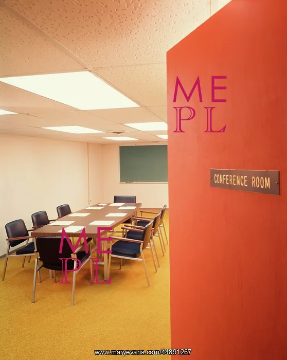 : 1960s CONFERENCE ROOM INTERIOR WITH TABLE CHAIRS : 1960s CONFERENCE ROOM INTERIOR WITH TABLE CHAIRS