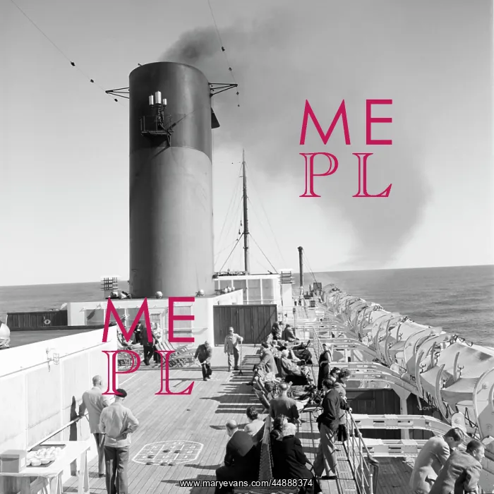 : 1960s Crowd On Deck Of Ss Isle : 1960s Crowd On Deck Of Ss Isle