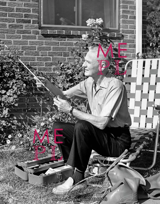 : 1960s Elderly Man Seated On Lawn : 1960s Elderly Man Seated On Lawn