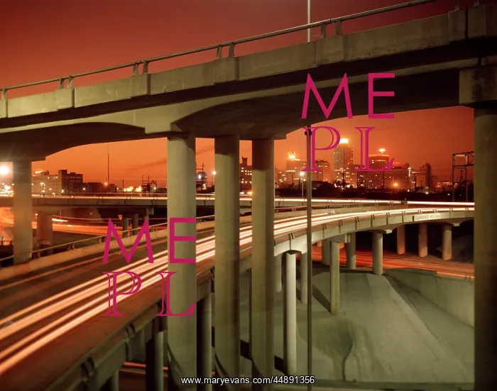  : 1960s EVENING SKYLINE AND ELEVATED HIGHWAY FORT