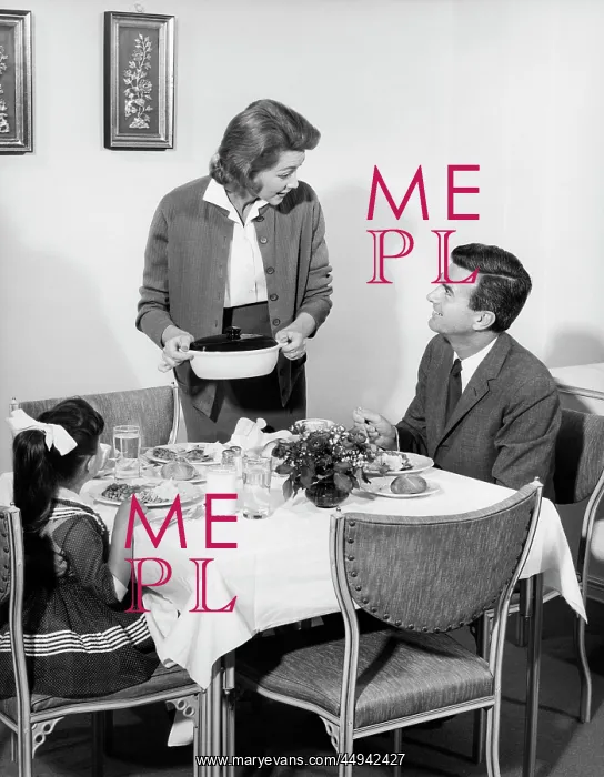: 1960s Family Of Three At Dining : 1960s Family Of Three At Dining