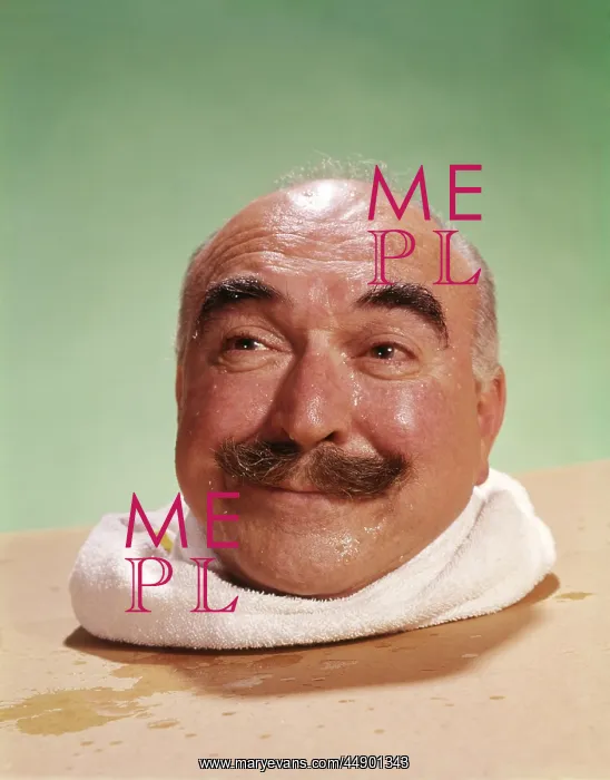 : 1960s Head Of Bald Man With Moustache : 1960s Head Of Bald Man With Moustache