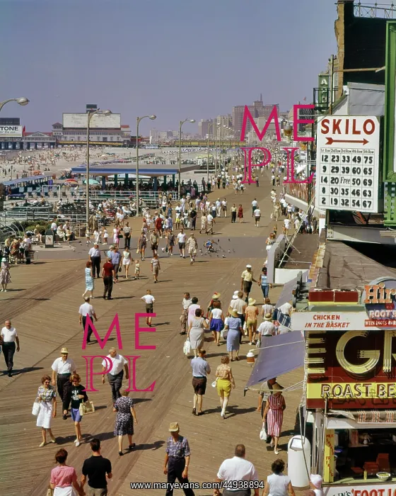 : 1960s from Above looking Down at the Shore Crowd of Peopl : 1960s from Above looking Down at the Shore Crowd of Peopl