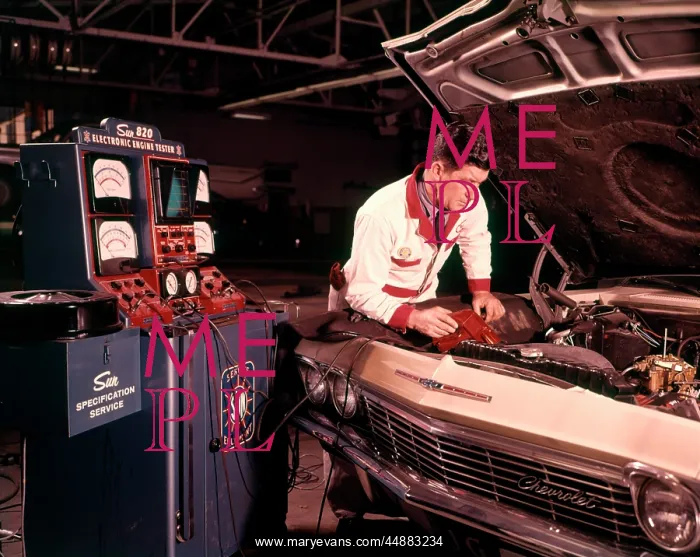 : 1960s Man Auto Mechanic Working : 1960s Man Auto Mechanic Working