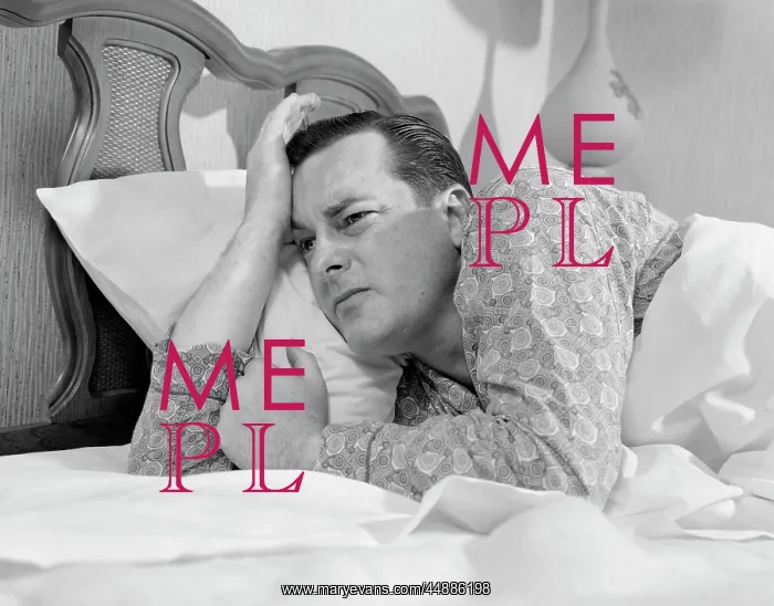 : 1960s Man In Bed Lying On Side : 1960s Man In Bed Lying On Side
