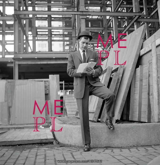 : 1960s Man Business Suit At Construction : 1960s Man Business Suit At Construction
