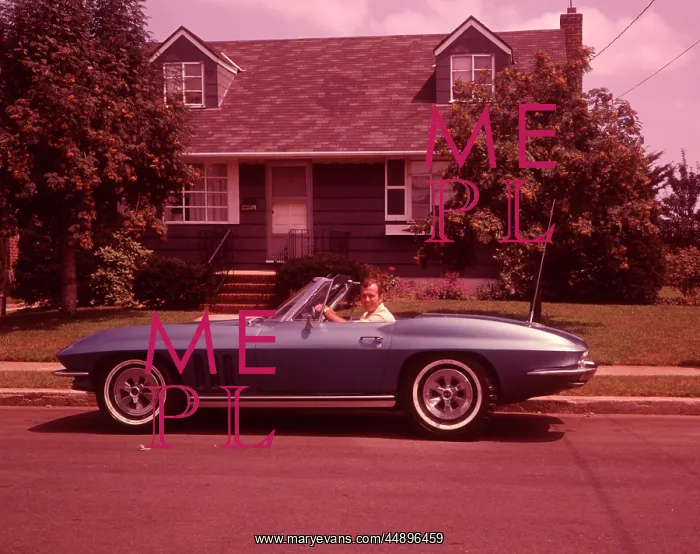  : 1960s Man In Corvette Convertible