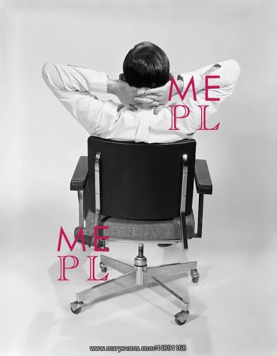: 1960s MAN FROM BEHIND SITTING IN OFFICE EXECUTIVE : 1960s MAN FROM BEHIND SITTING IN OFFICE EXECUTIVE